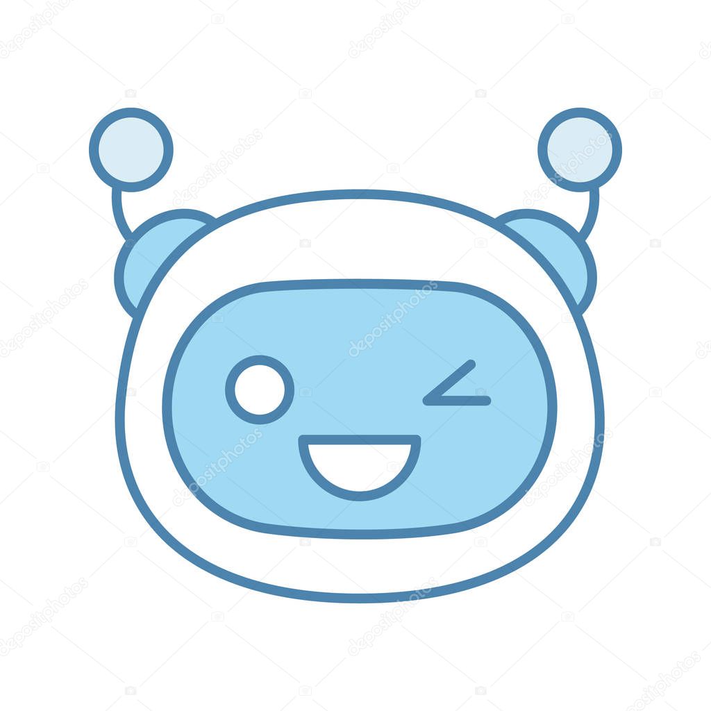 Winking robot emoji color icon. 
