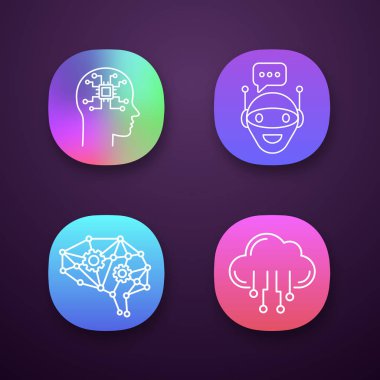 Yapay zeka app Icons set. 
