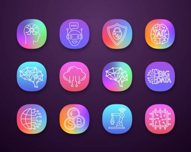 Yapay zeka app Icons set. 