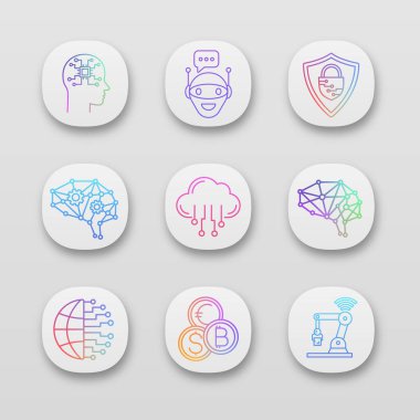 Yapay zeka app Icons set. 