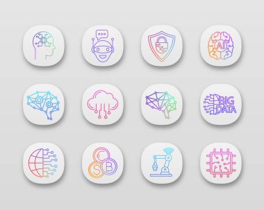 Yapay zeka app Icons set. 