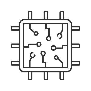 Beyaz arka plan üzerinde çip doğrusal simgesi
