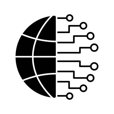 Büyük veri glif simgesi beyaz arka plan üzerinde