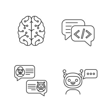 Chatbots linear icons set on white background clipart