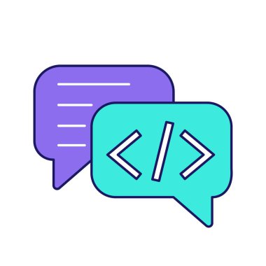 Sohbet etmek kodlama renk simgesi beyaz arka plan üzerinde