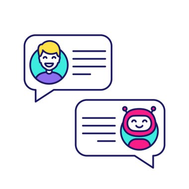 Support chatbot color icon, talkbot. clipart