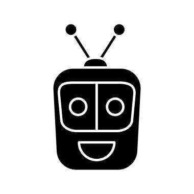 Sohbet etmek glif simgesi, sohbet bot gülüyor android. 