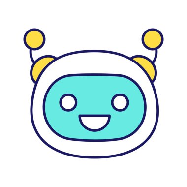 Chatbot color icon, laughing chat bot. clipart