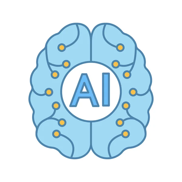 Ikona Kolor Sztucznej Inteligencji Cyfrowy Mózgu — Wektor stockowy