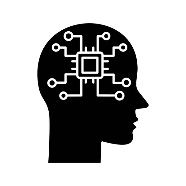 Icône Glyphe Intelligence Artificielle Sur Fond Blanc — Image vectorielle