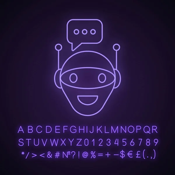Ikon Lampu Neon Bot Obrolan - Stok Vektor