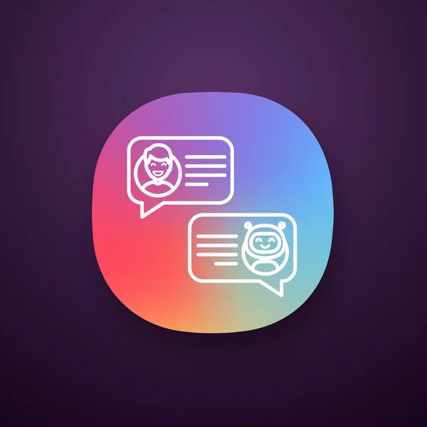 Support Icône Application Chatbot Assistant Virtuel Ligne — Image vectorielle