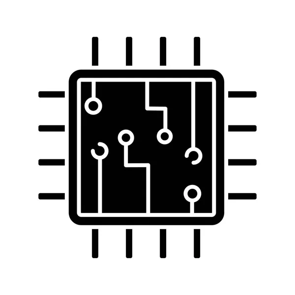 Számítógépes Chip Karakterjel Ikon Fehér Háttér — Stock Vector