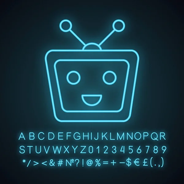 Chatbot Neonlicht Symbol Talkbot — Stockvektor