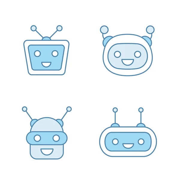 Chatbots Väri Kuvakkeet Asetettu Moderni Robotit — vektorikuva