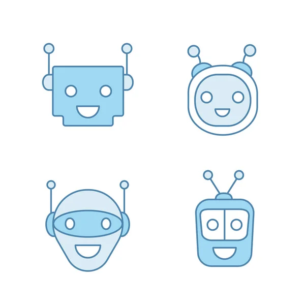 Chatbots Warna Ikon Ditetapkan Robot Modern - Stok Vektor