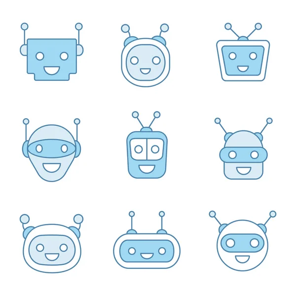 Conjunto Iconos Color Chatbots Robots Modernos — Archivo Imágenes Vectoriales