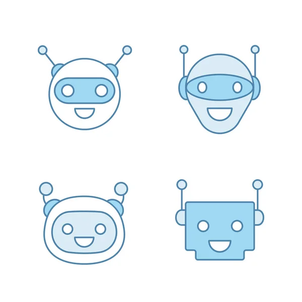Conjunto Iconos Color Chatbots Robots Modernos — Archivo Imágenes Vectoriales