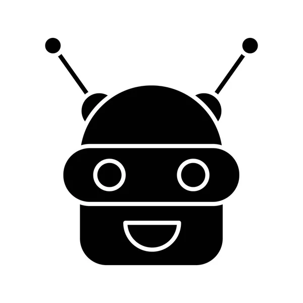 Chatbot Glifów Ikona Android Śmiejąc Się Chat Bota — Wektor stockowy
