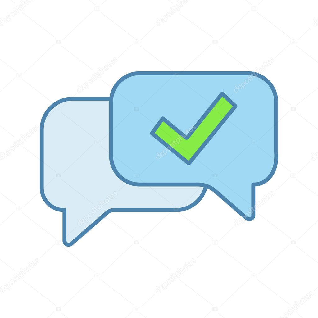 Approved chat color icon on white background