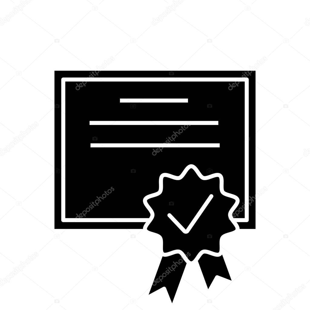 Certificate glyph icon on white background