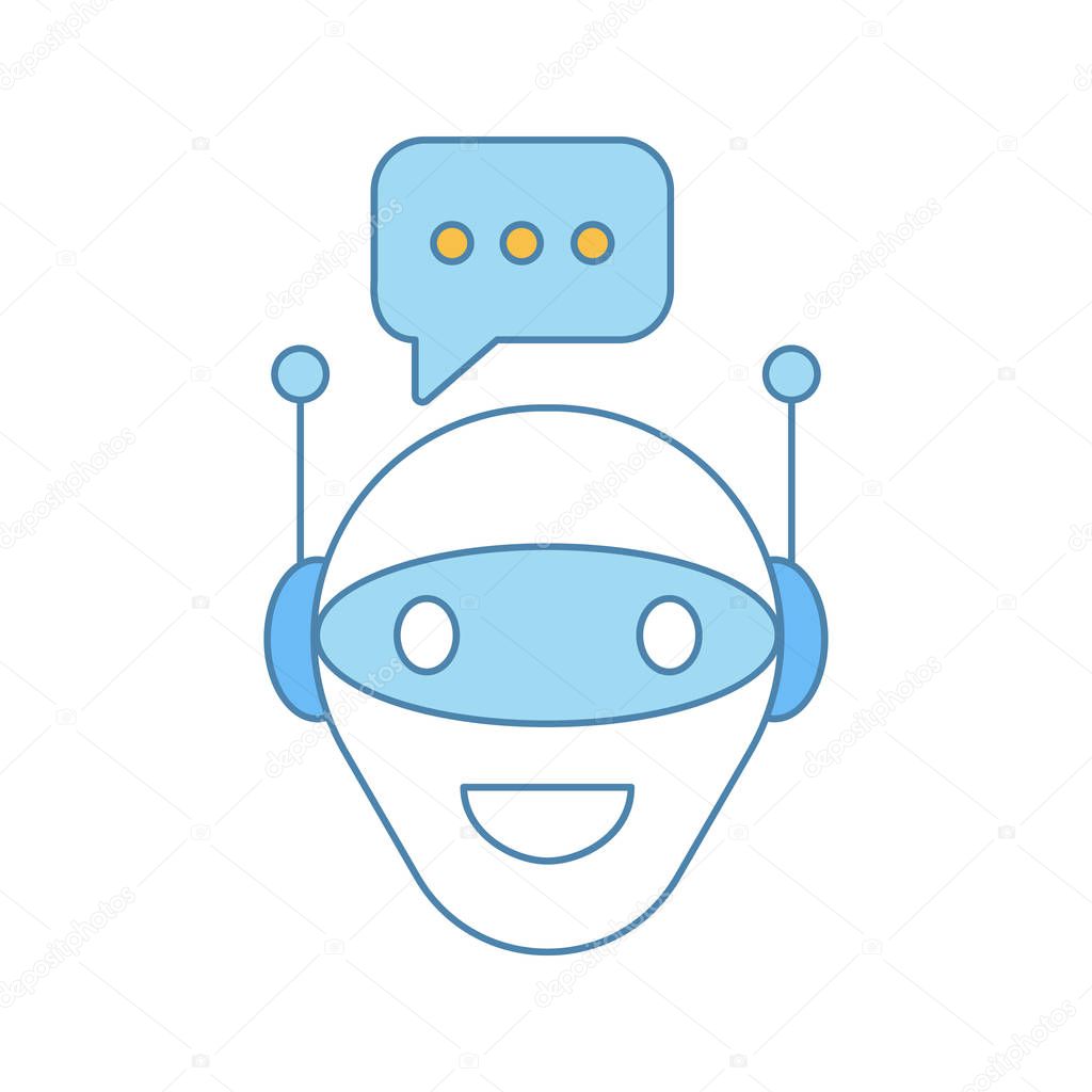 Chat bot color icon, virtual assistant.