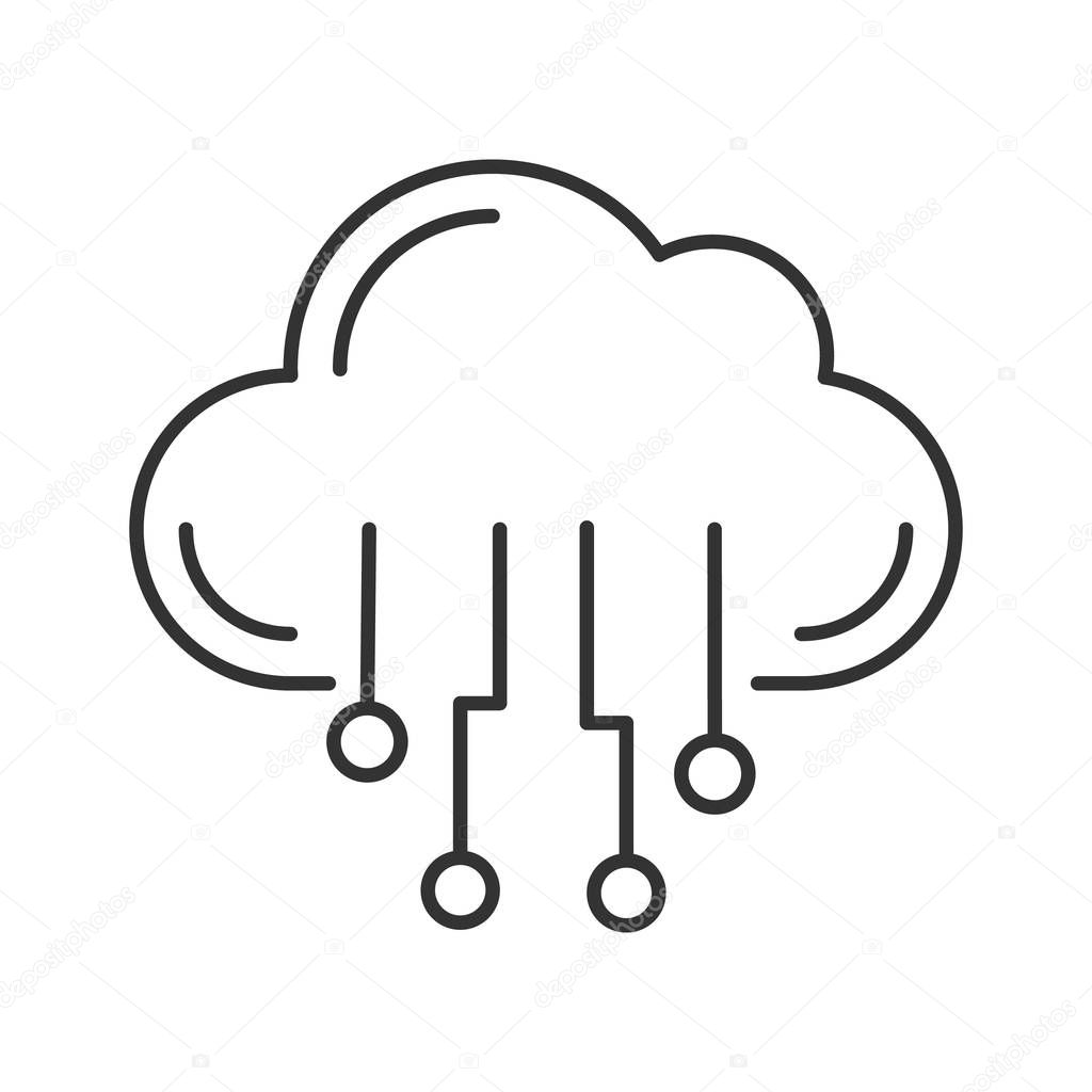 Cloud computing linear icon on white background