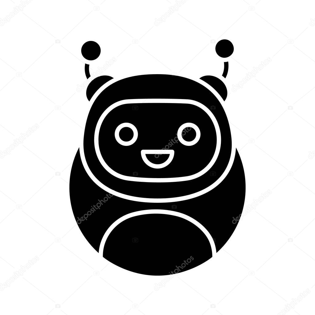 Chatbot glyph icon on white background