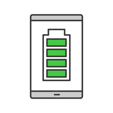 Tam olarak şarj smartphone pil renk simgesi.