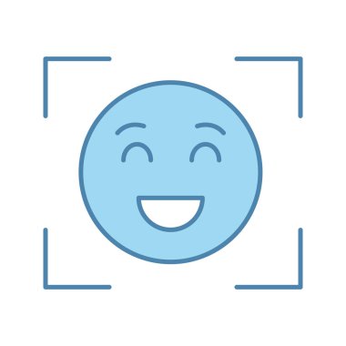 Yüz tanıma renk simgesi beyaz arka plan üzerinde