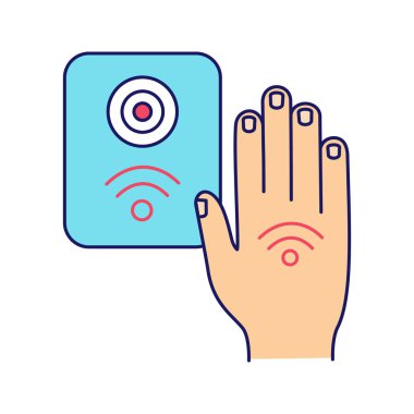 NFC okuyucu renk simgesi beyaz arka plan üzerinde