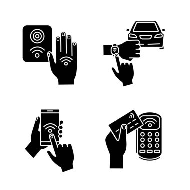 NFC teknoloji kabartma simgeleri ayarlandı.