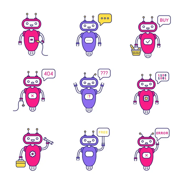 Chatbots Цвета Белом Фоне — стоковый вектор