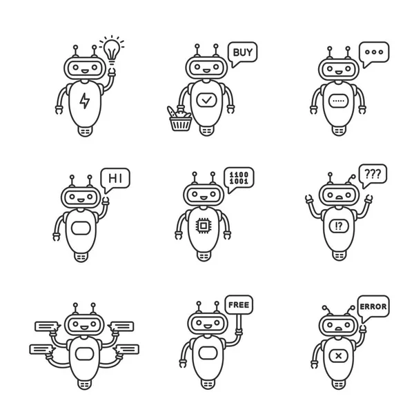Chatbots Ikon Linier Ditata Pada Latar Belakang Putih - Stok Vektor