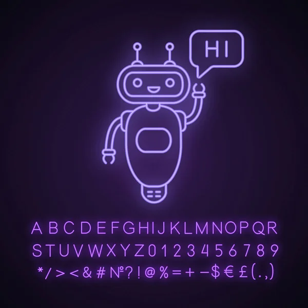 Chatbot Mengatakan Ikon Lampu Neon - Stok Vektor