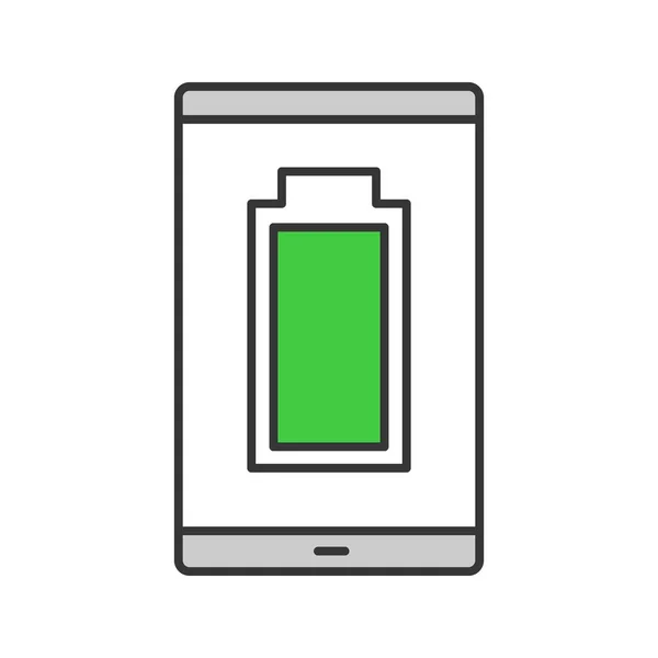 Fully Charged Smartphone Battery Color Icon — Stock Vector