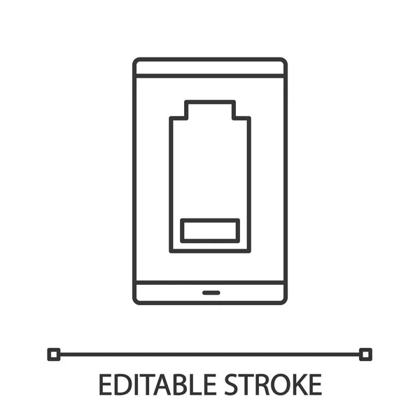 Smartphone Icona Lineare Batteria Scarica — Vettoriale Stock