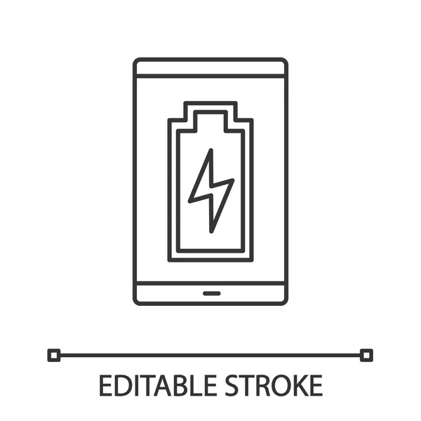 Smartphone Carga Batería Icono Lineal — Vector de stock