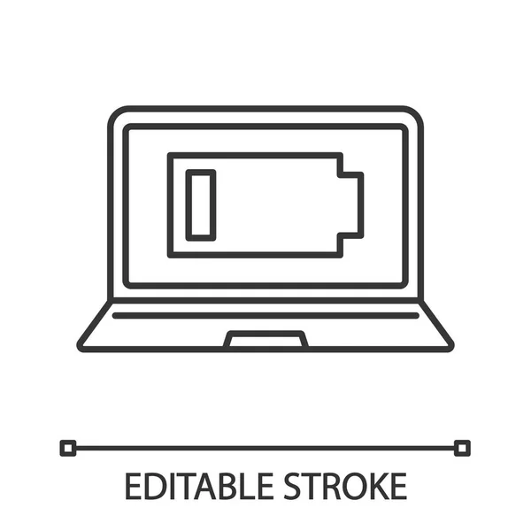 Icona Lineare Laptop Scaricata Sfondo Bianco — Vettoriale Stock
