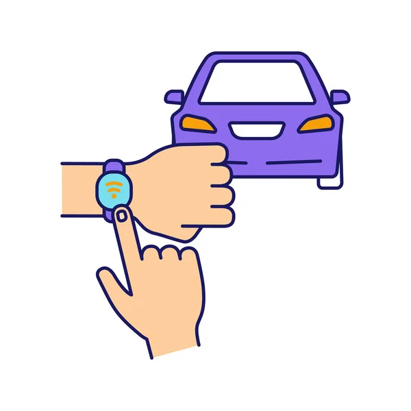 Nfc Car Color Icon Nfc Bracelet Auto Key — Stock Vector