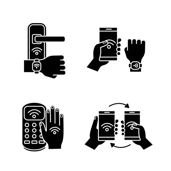 Nfc Technology Glyph Icons Set — Stock Vector