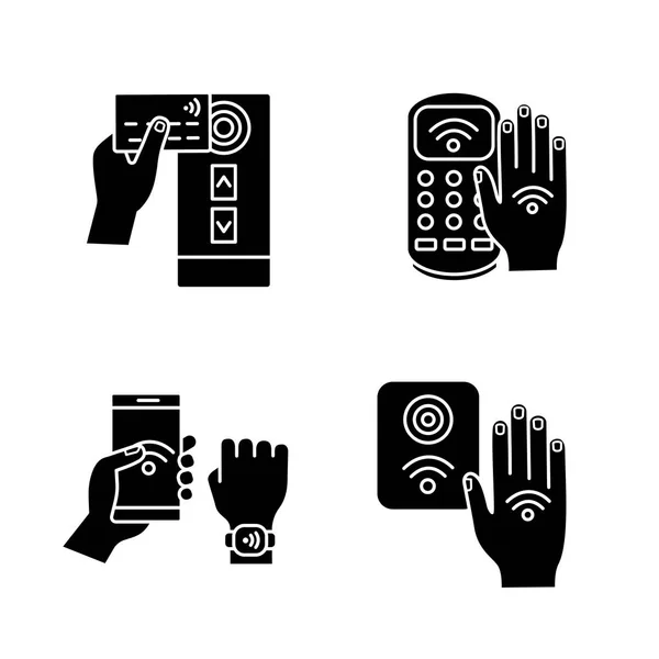Nfc Technology Glyph Icons Set — Stock Vector