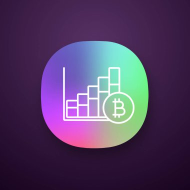Bitcoin Pazar büyüme grafik app simgesi. 