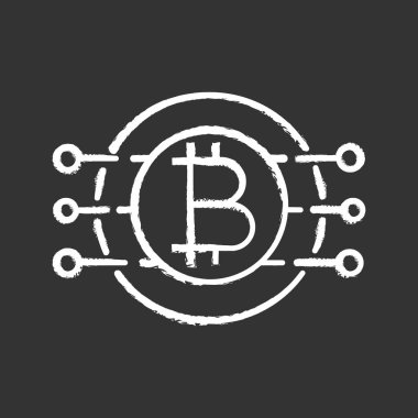 Bitcoin tebeşir simgesi, sanal para birimi.