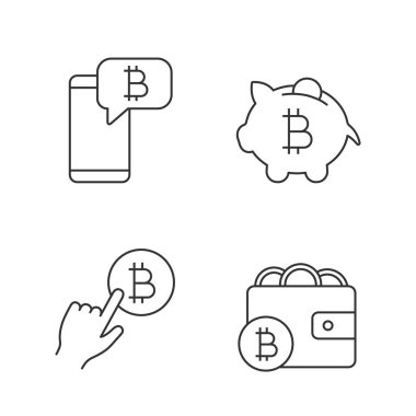 Bitcoin cryptocurrency doğrusal Icons set. 