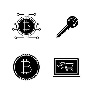 Bitcoin cryptocurrency glif Icons set.