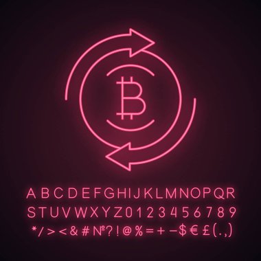 Bitcoin Satım neon ışığı simgesi.