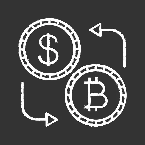 Bitcoin Dollar Currency Exchange Chalk Icon — Stock Vector