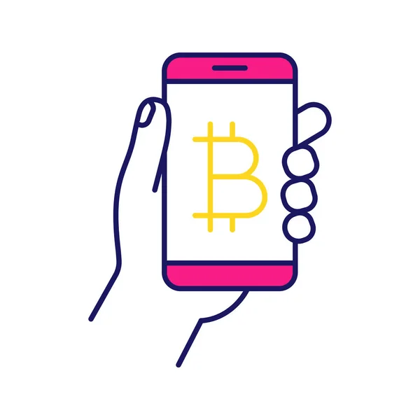 Bitcoin Digital Wallet Color Icon Payment — Stock Vector