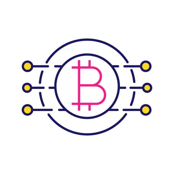 Bitcoin Color Icon Virtual Currency — Stock Vector